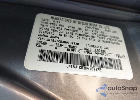 2017 Nissan Rogue Sport Sl from USA, damaged, VIN JN1BJ1CR3HW107738